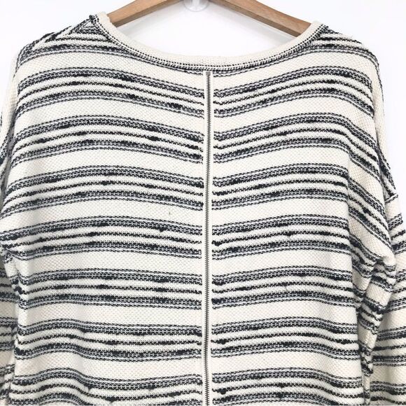 Doe & Rae Black Stripe Cream Knit Back Zip Pullover - Picture 6 of 11